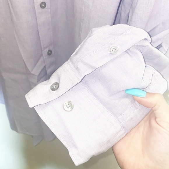 Marc Anthony Slim Fit Light Purple Lavender Long Sleeve Button Front Shirt - Picture 4 of 9